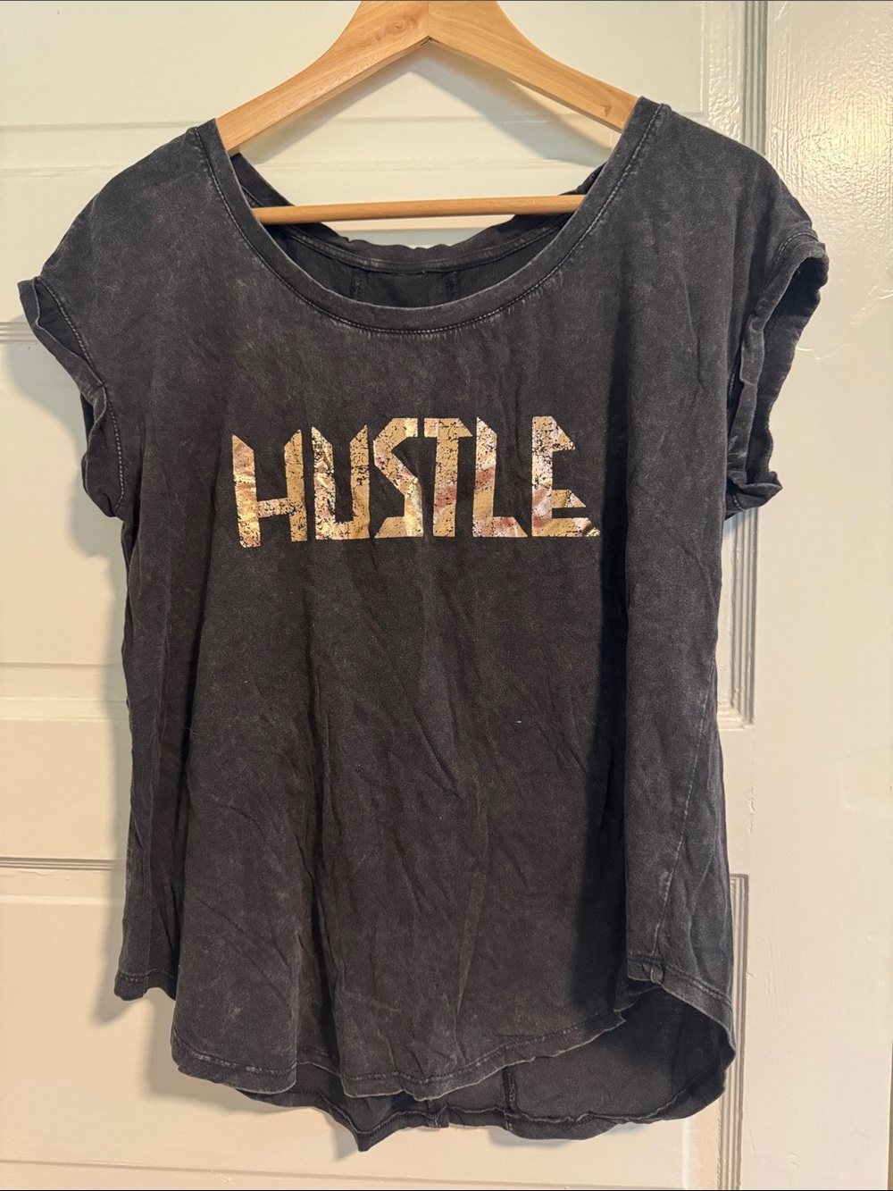 Hustle Graphic Tee - Black Washed Women's Top